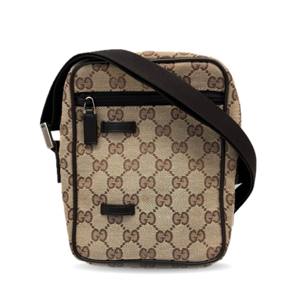 Gucci GG Canvas Shoulder Bag, Beige, Mini Pouch, 018EE1619 GUCCI